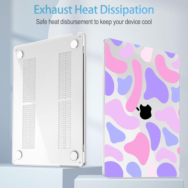 Mektron Designed for 2025/2024/2023 MacBook Air 15 INCH M4 A3241 /M3 A3114 /M2 A2941 Case, Printed Plastic Hard Shell Cover with 15.3" Liquid Retina Display Touch ID, Colorful Cow Leopard - Image 3